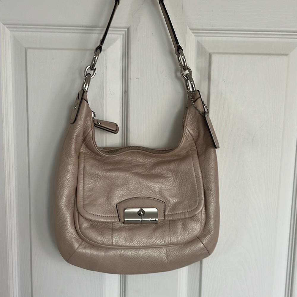 Coach Hobo Bag in Beige with Silver Accents